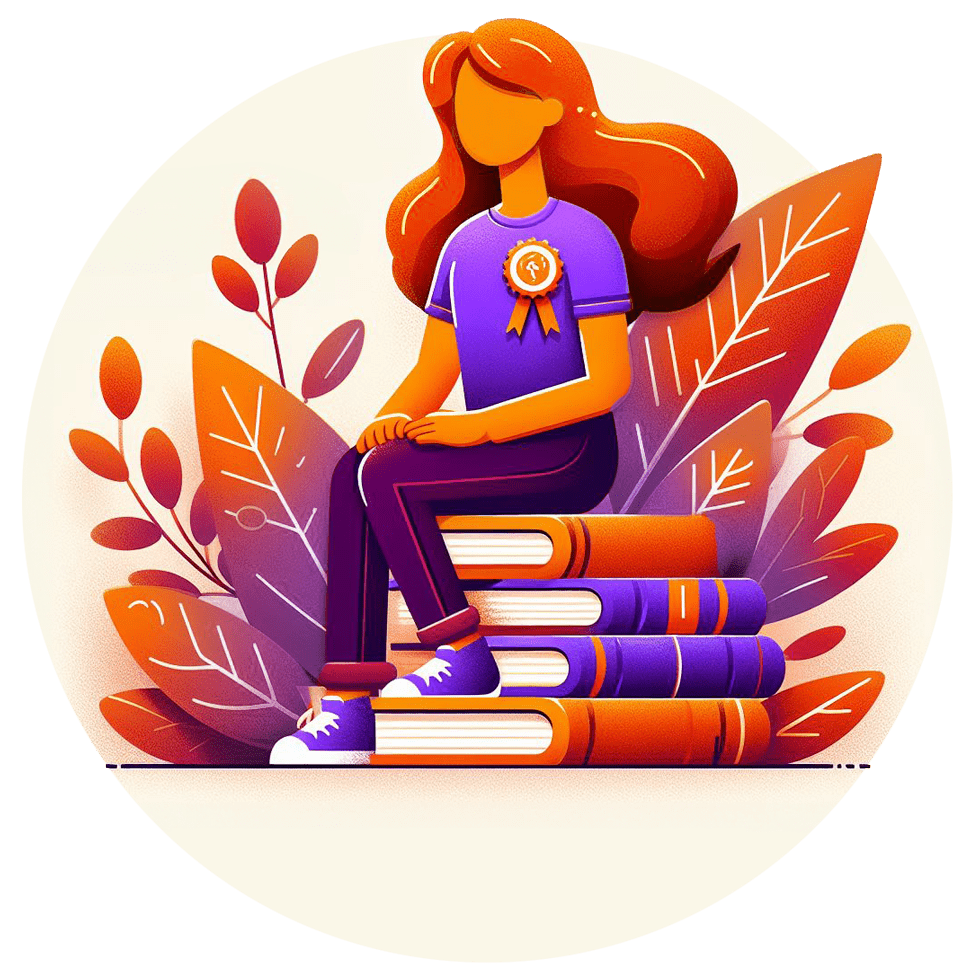 Rita-with-books-certificates-and-badge left